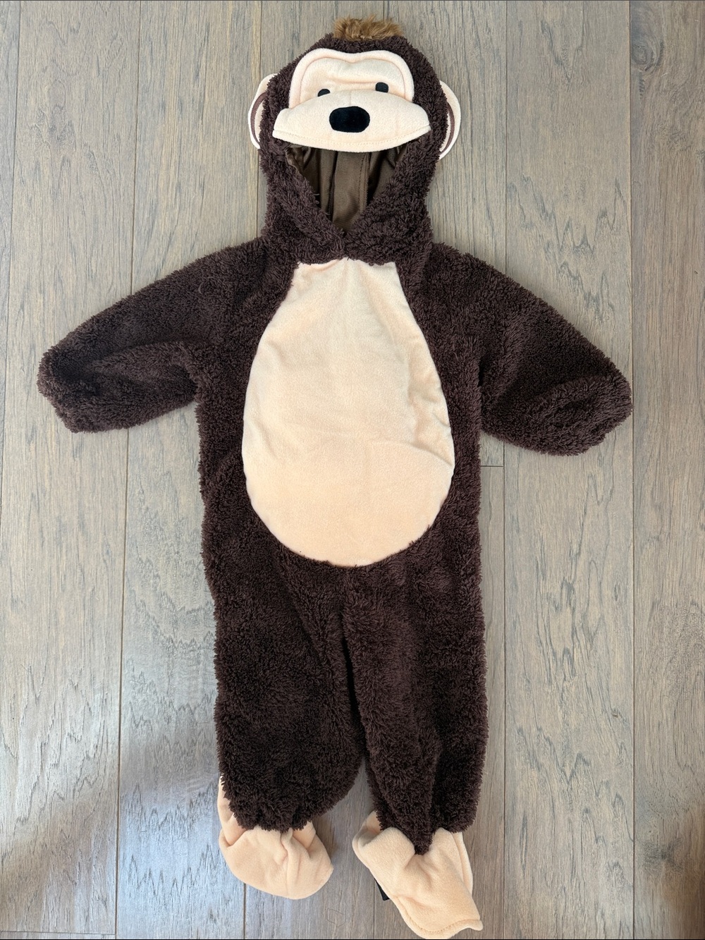 Koala Kids Cozy Brown Monkey One-Piece Hooded Costume for Kids NWT 6/9 mos